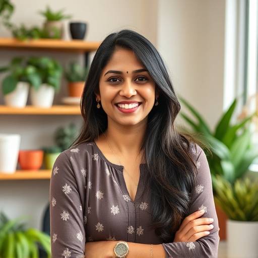 Dr. Anya Sharma, Founder and Lead Nutritionist, smiling warmly