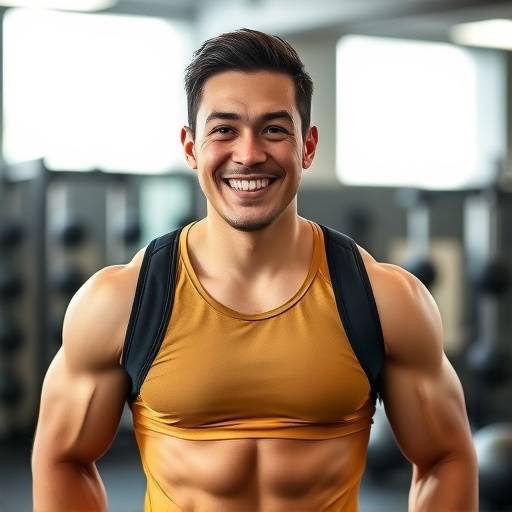 Smiling man, David Lee, in workout gear