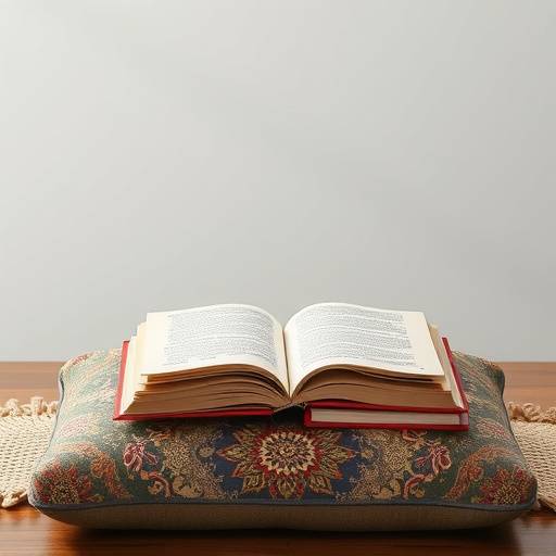 Stack of books and a meditation cushion, representing resources for mindfulness practice